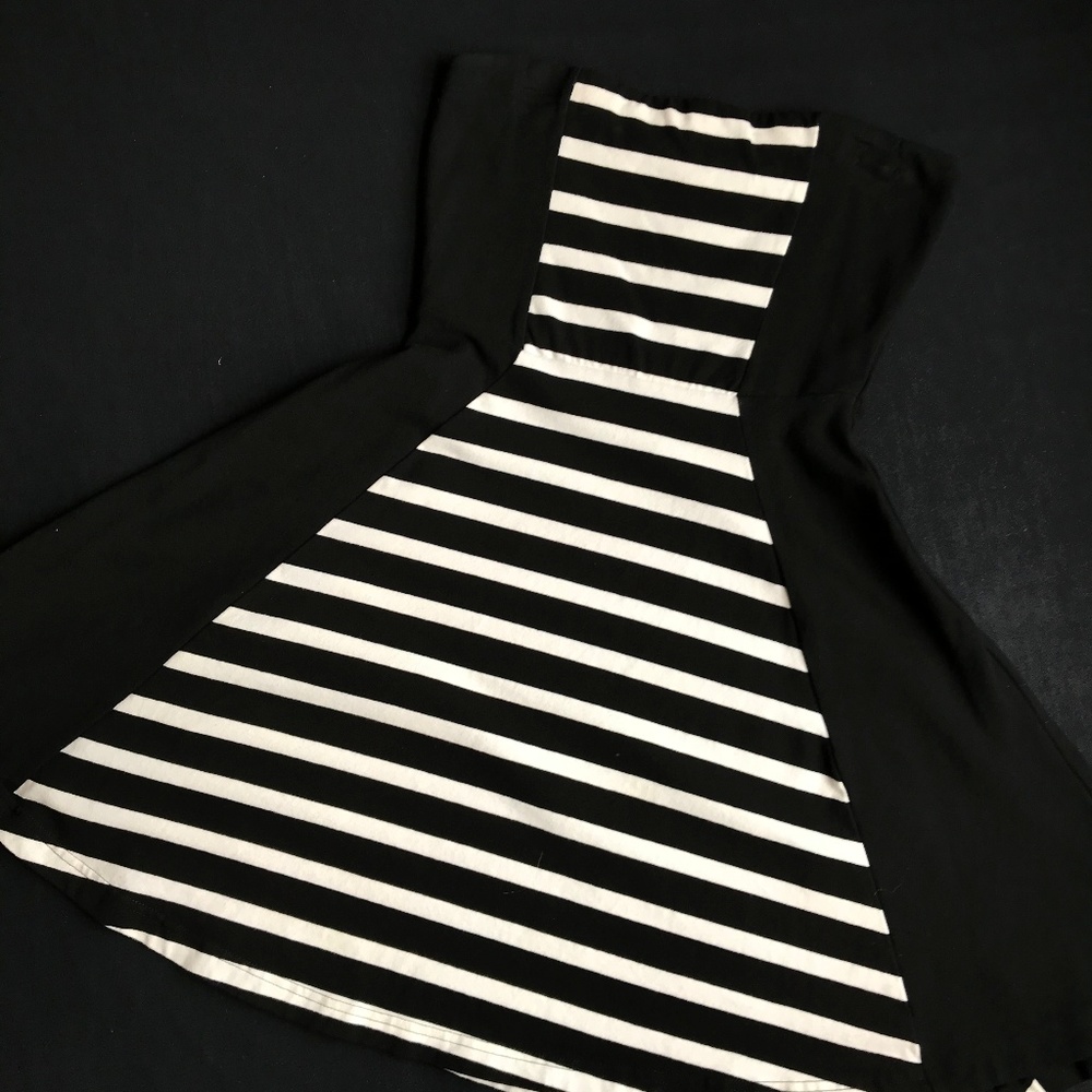 Black and White Striped Panel Dress